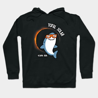 Funny White Shark Looking At The Total Solar Eclipse 2024 Hoodie